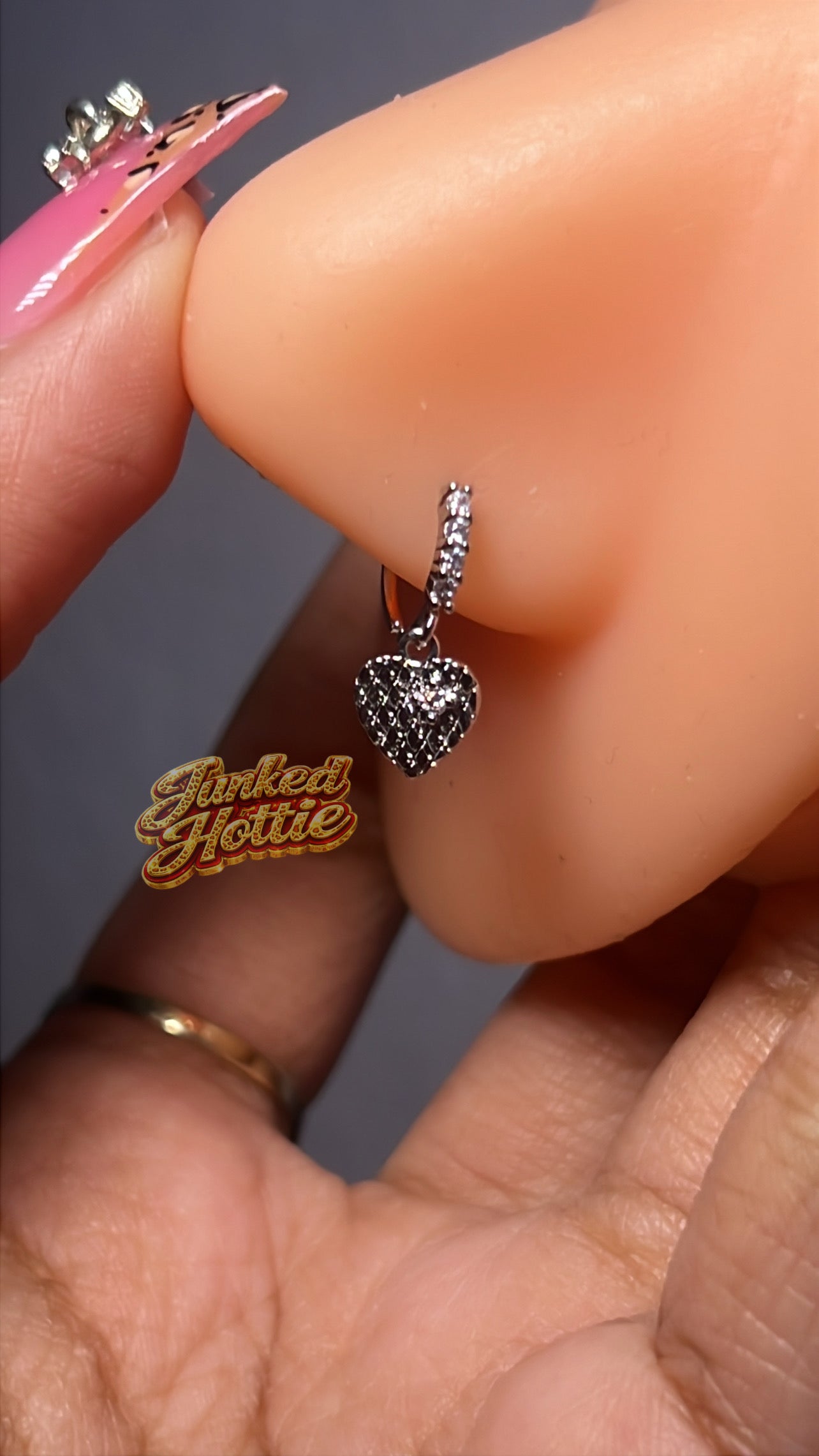 Heart dangle nose ring