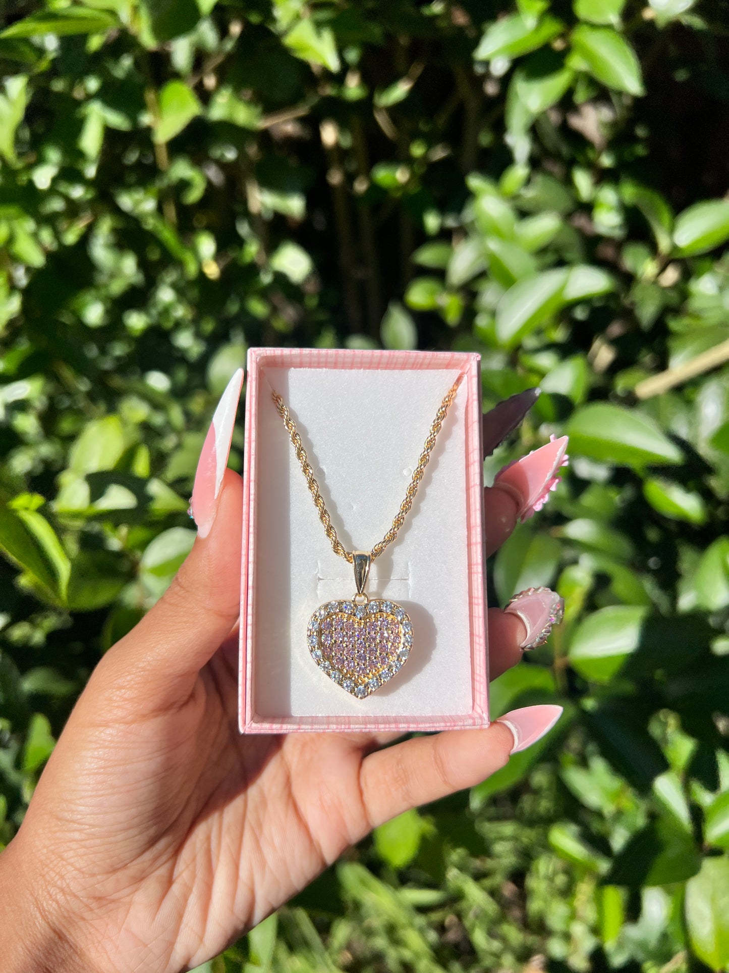 Pink hearts necklace