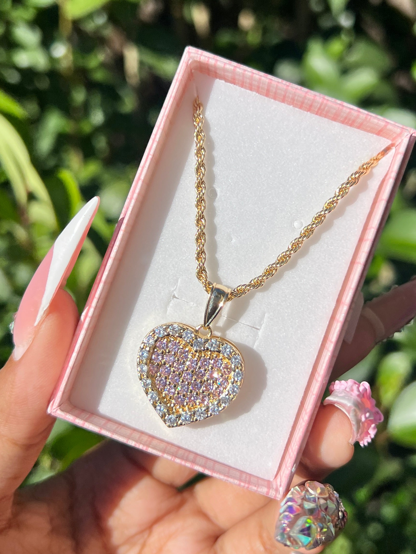 Pink hearts necklace